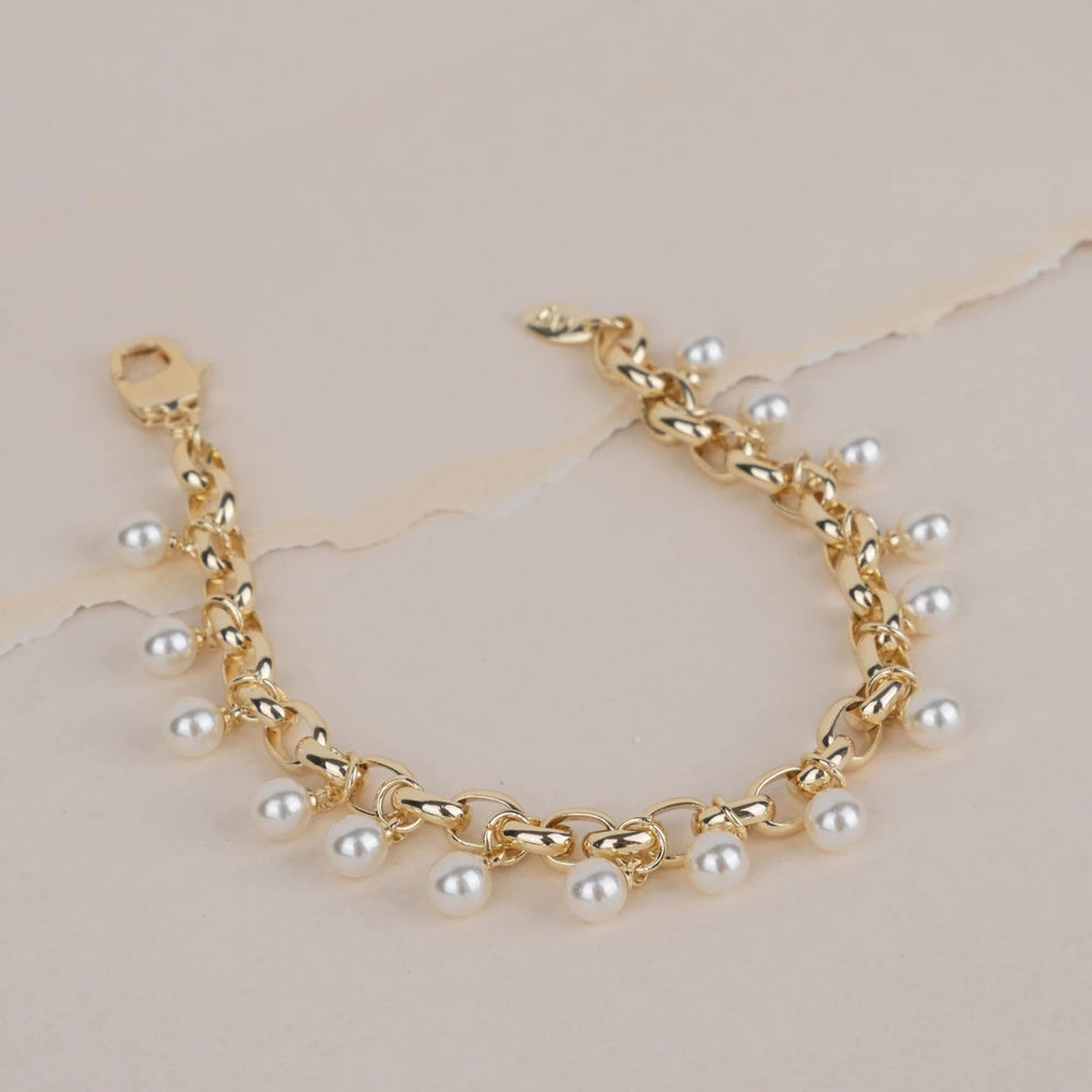 İNCİ DETAYLI GOLD BİLEKLİK